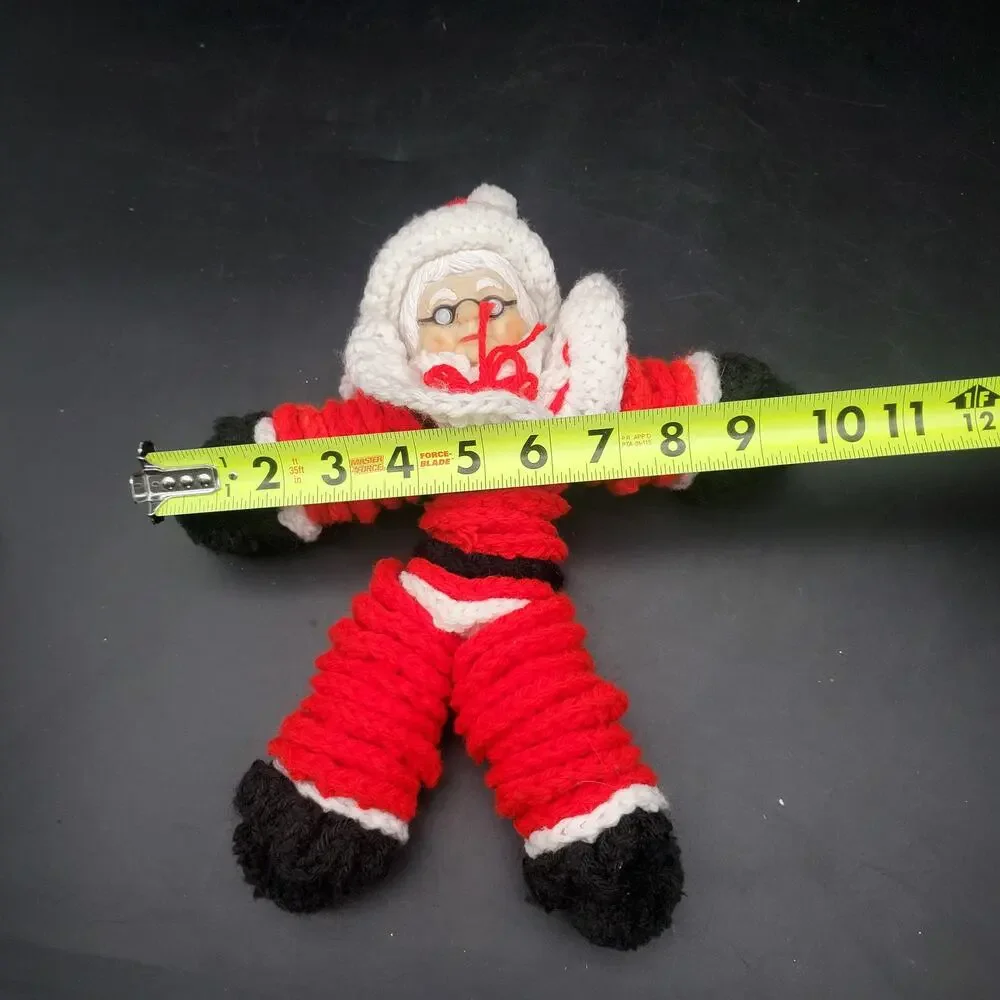 Vintage Hand Crocheted Mrs. Claus Doll Christmas Decoration Yarn Figure 12 Inch